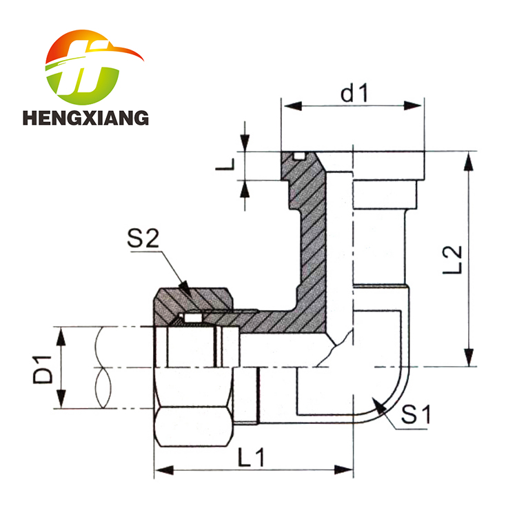 90° 弯公制螺纹卡套式法兰1CFL9-RN