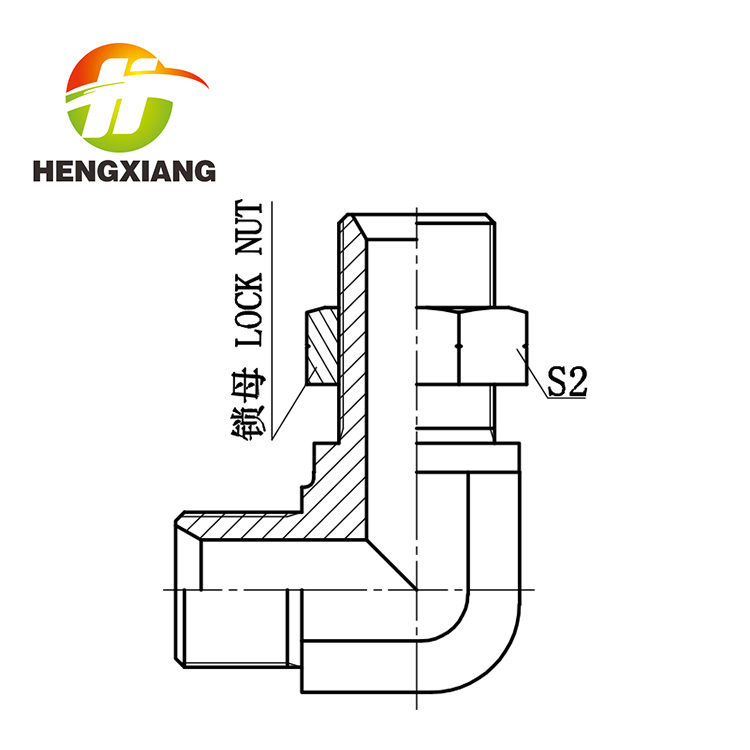 90°弯英管外螺纹60°内锥过板接头 6B9-LN